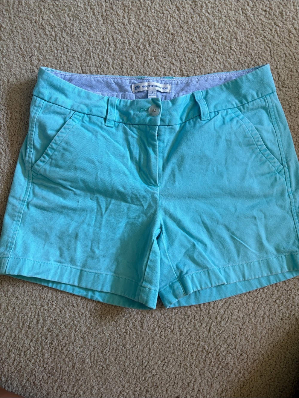 Southern Tide Turquoise Cotton Chino Bermuda Shorts